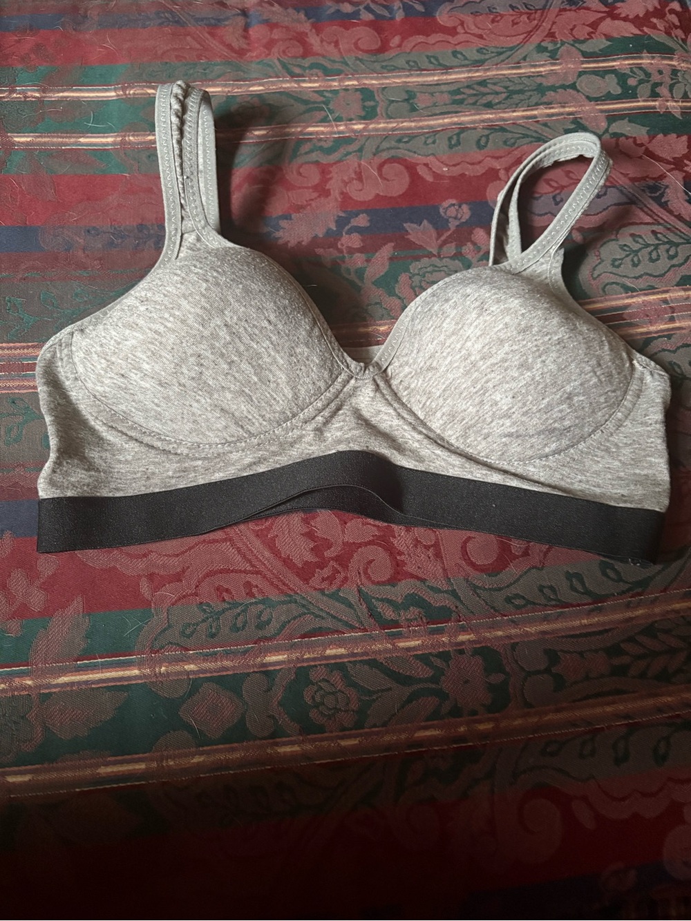 Zone Pro Light Heather Gray Molded-Cup Bra with Black Underband